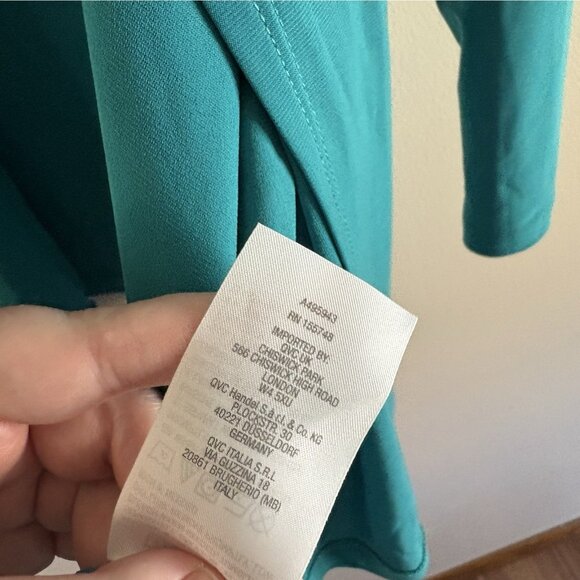 Attitudes By Renee Women 1X Teal Pockets Cascade Open Front Jersey Cardigan - Picture 9 of 10